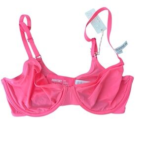 Aerie Smoothez Bra Women's 32D Pink Mesh Unlined Wired Full Coverage Lightweight